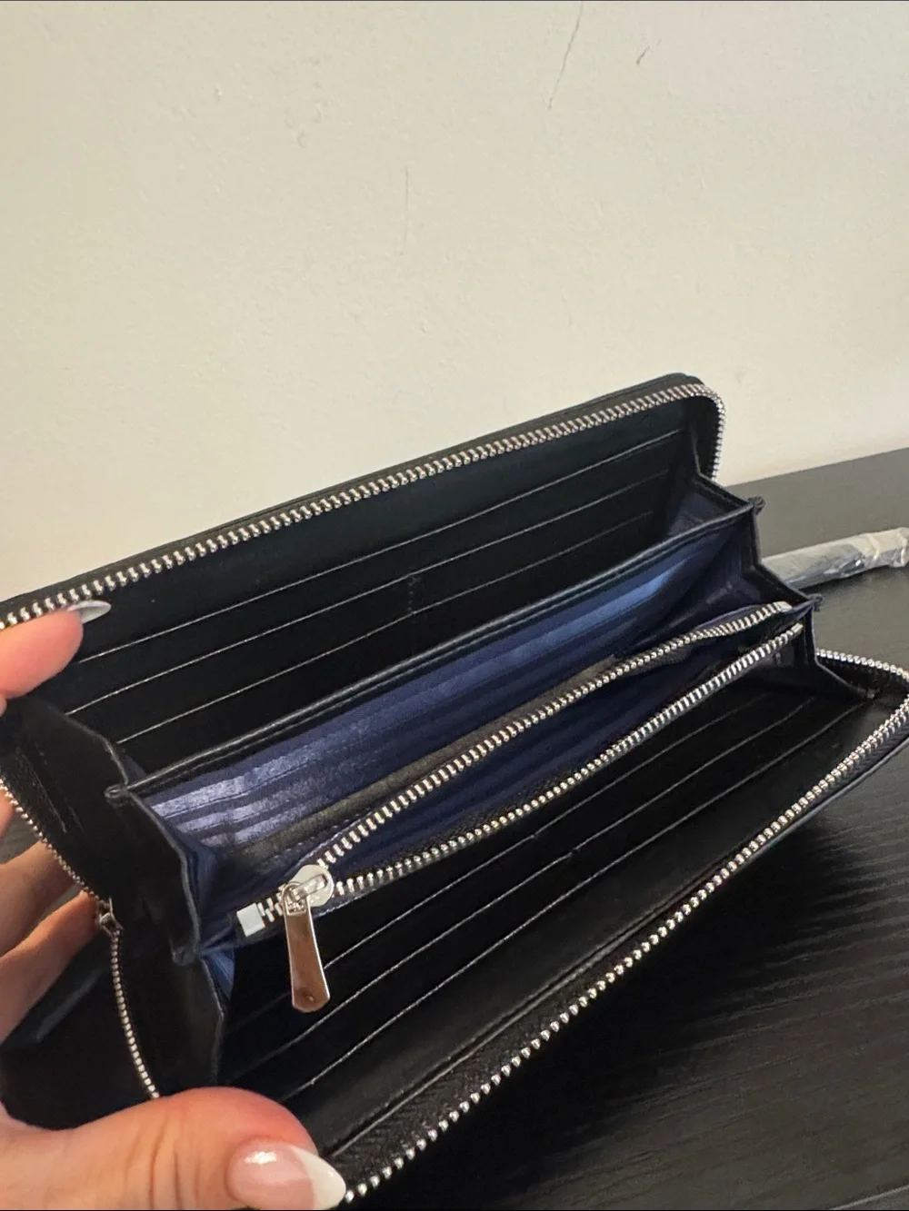 Black Croc-Embossed Zip Wallet